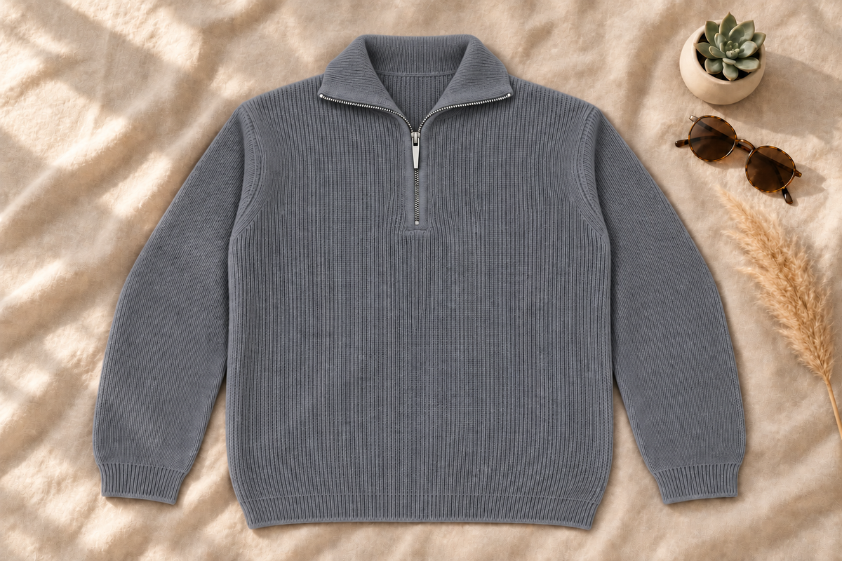 Steel Grey Zip Pull Over