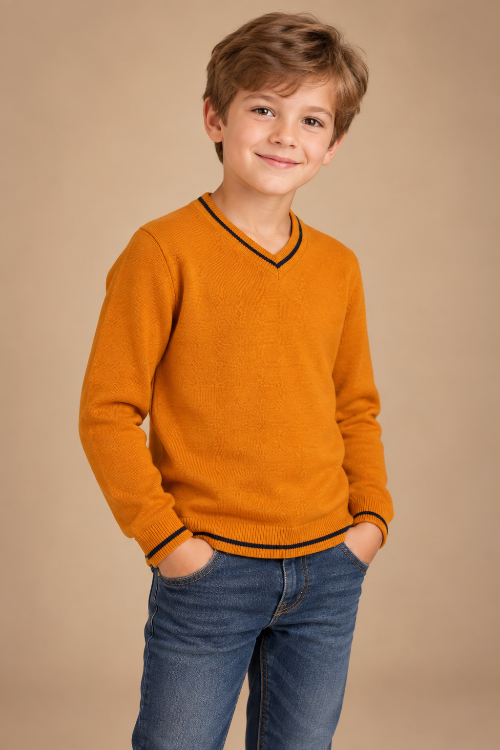 Dark Mustard V-Neck T-shirt