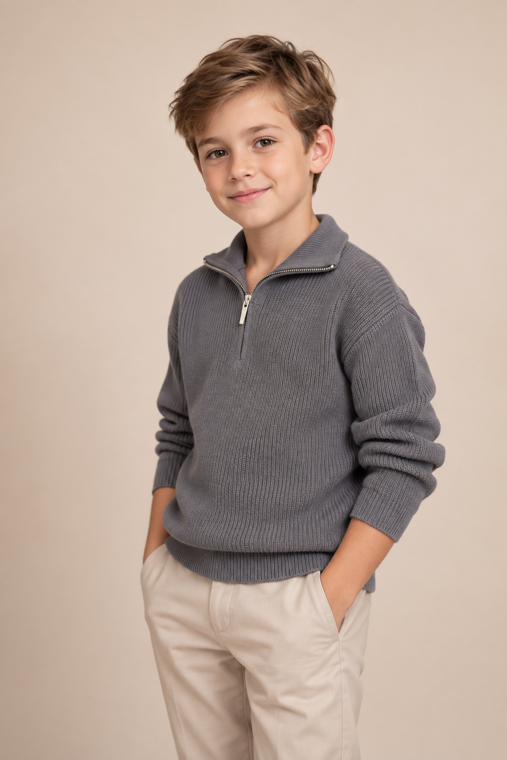 Steel Grey Zip Pull Over