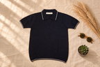 Navy Knitted Polo T-Shirt