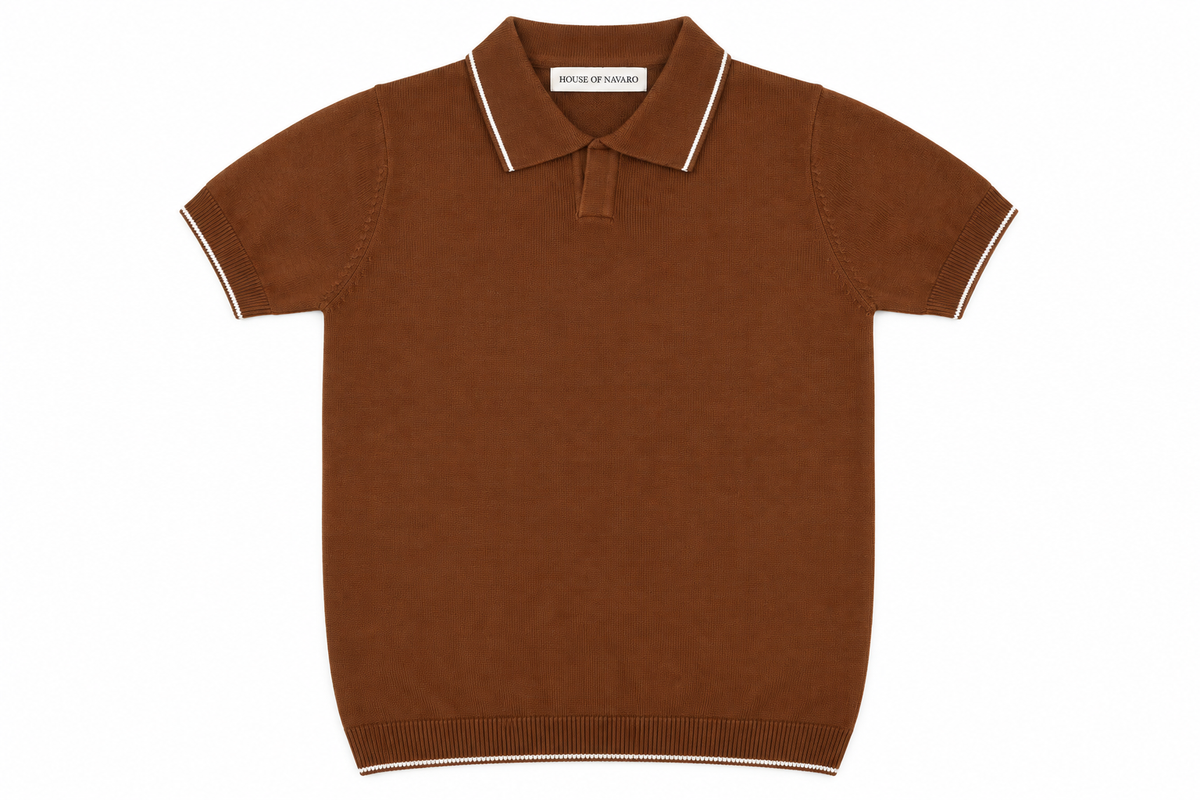 Brown Knitted Polo T-Shirt