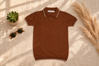 Brown Knitted Polo T-Shirt