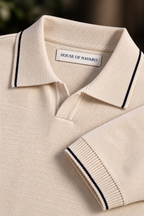 Beige Knitted Polo T-Shirt