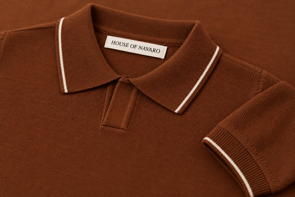 Brown Knitted Polo T-Shirt